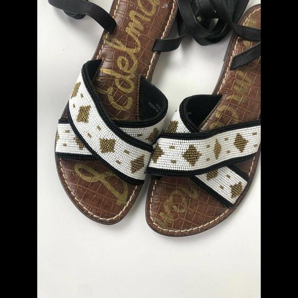 SAM EDELMAN "LUISA" BEADED ANKLE WRAP SANDAL SZ 8M - Picture 5 of 6